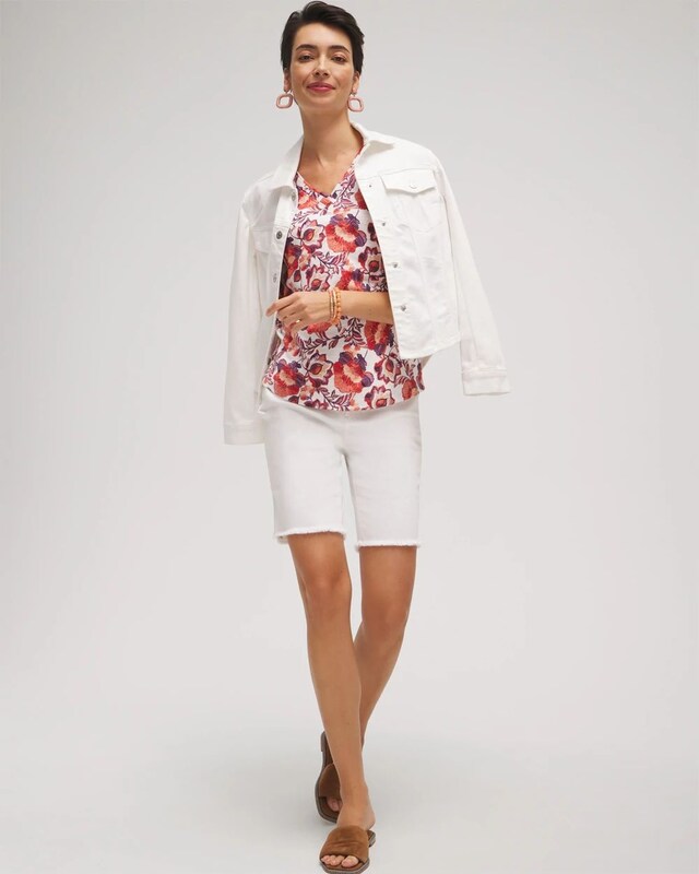Floral Elbow Sleeve A-line Tee - image 2